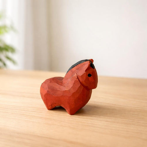 Small Wooden Horse Figurine Desk Decor, Animal Tabletop Display