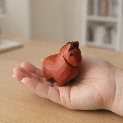 Small Wooden Horse Figurine Desk Decor, Animal Tabletop Display