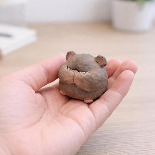 Wooden Mouse Figurine for Desk Decor